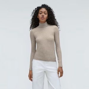 Everlane Pima Micro-Rib Turtleneck in Heathered Burnt Sugar